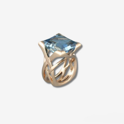 Vintage Rose Gold Blue Zirconia Ring
