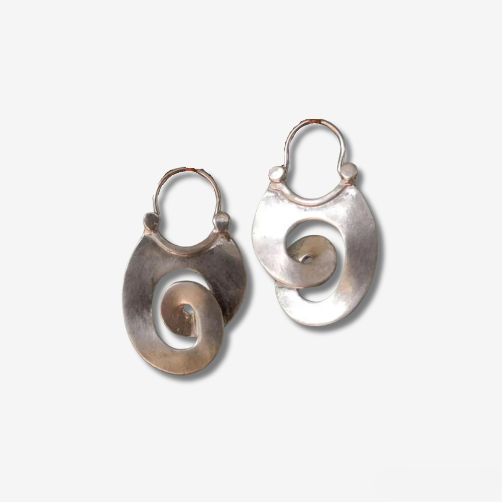 Silver Spiral Earrings – Vintage Style