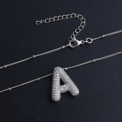 Bubble letter initial necklace set