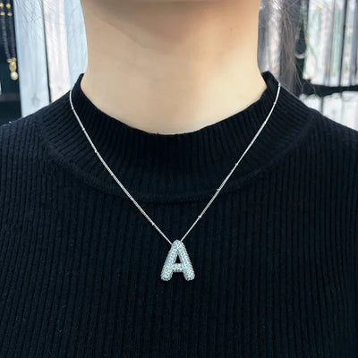 Bubble letter initial necklace set