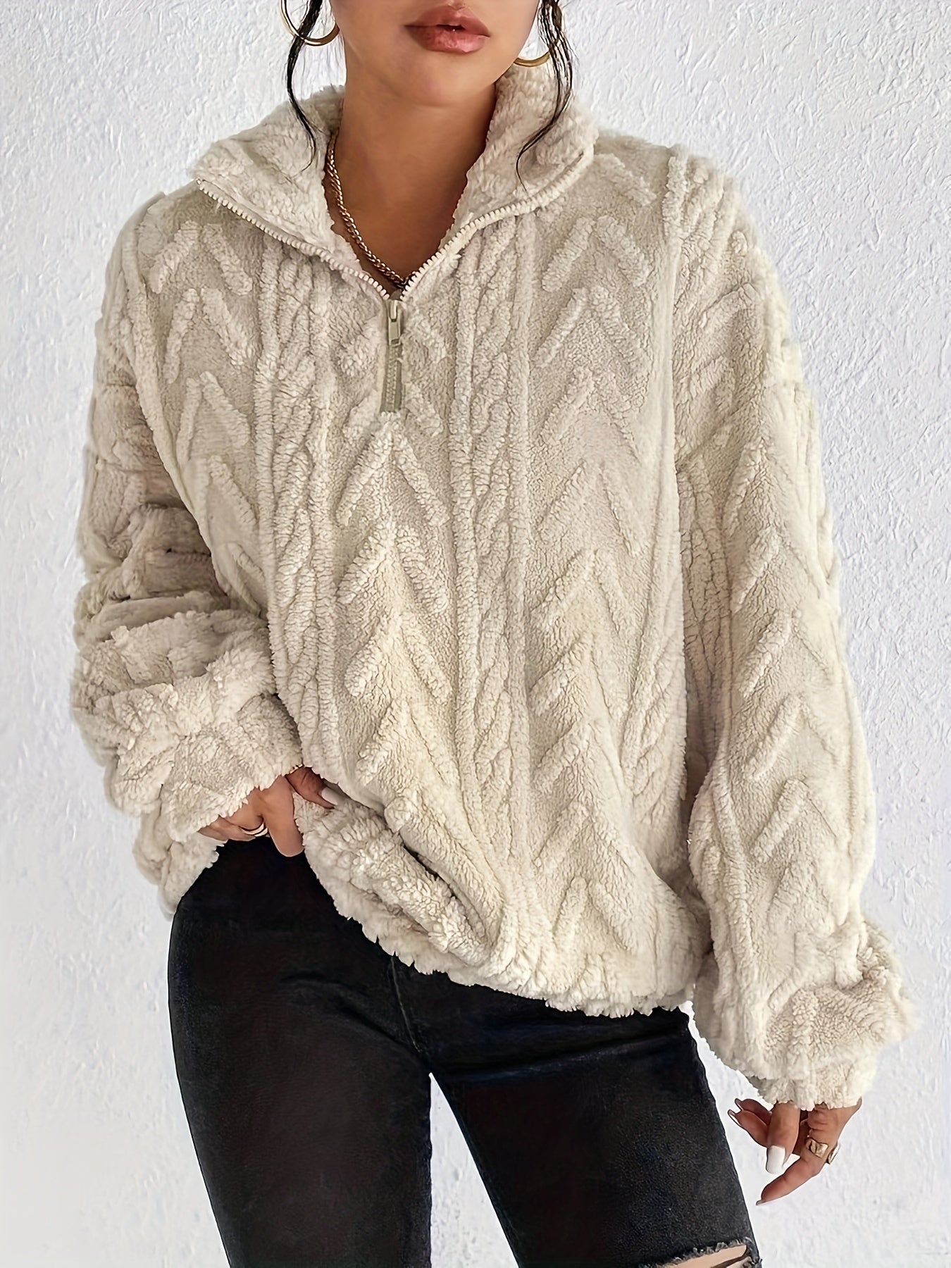Aila - Fluffy Zip Sweater