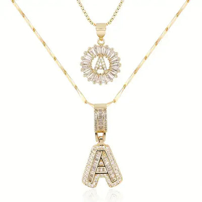 Moissanite letter initial necklace set