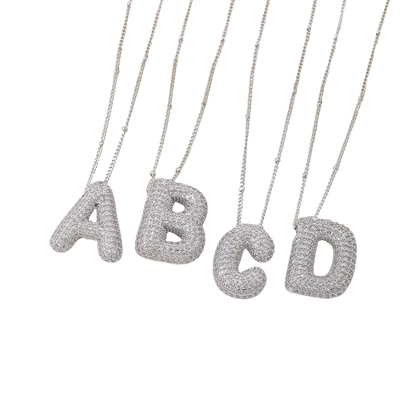 Bubble letter initial necklace set