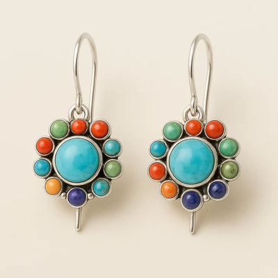Multicoloured Turquoise Round Earrings