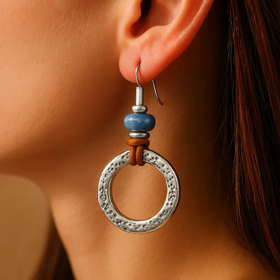 Vintage Boho Silver Circle Earrings