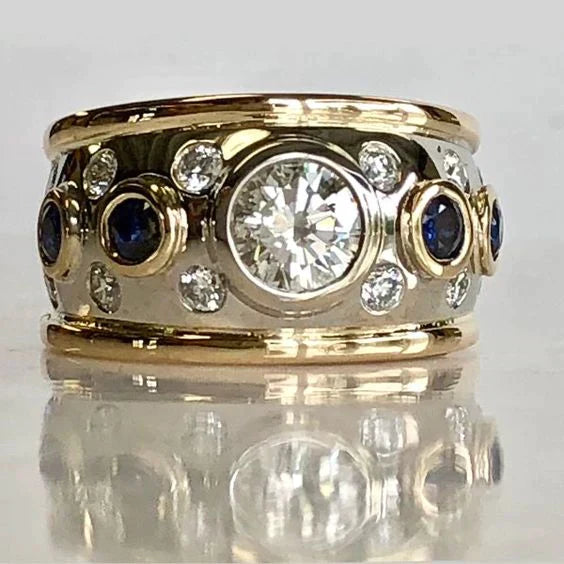 Esmay | Vintage Gold-Inlaid Zircon Ring