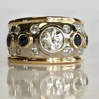 Esmay | Vintage Gold-Inlaid Zircon Ring