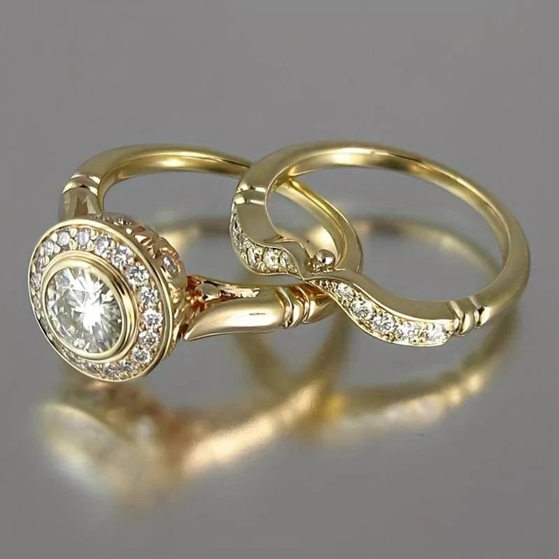 Elegant Zirconia Gold Ring Pack