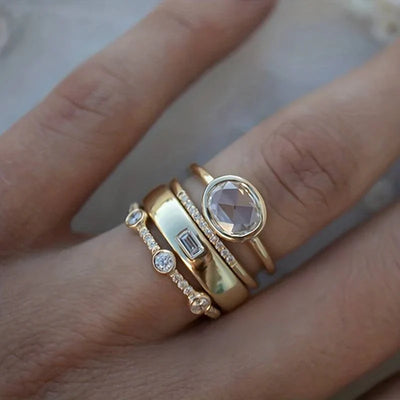 Vintage Gold and Zirconium Ring Set