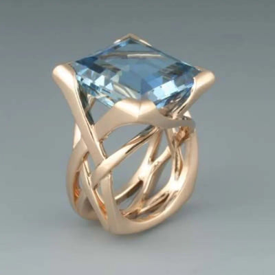 Vintage Blue Zirconia Rose Gold Ring