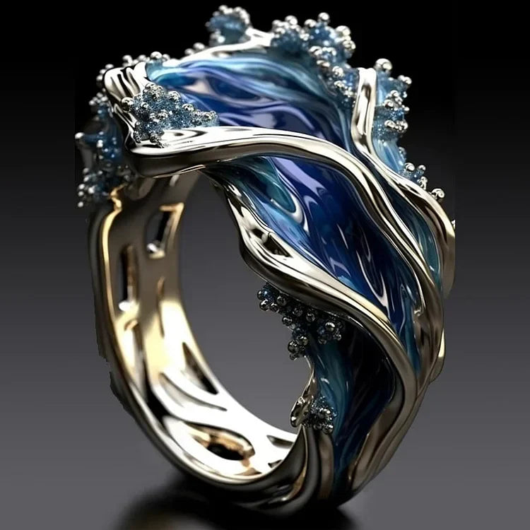 Ocean Wave Ring – Vintage Gold Finish