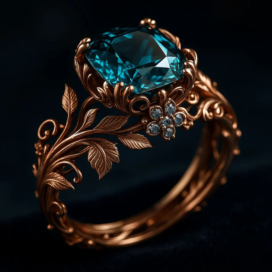 Nature-Inspired Green Crystal Ring