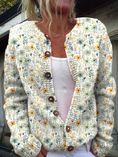 Bristal - Cozy Meadows Floral Buttoned Cardigan