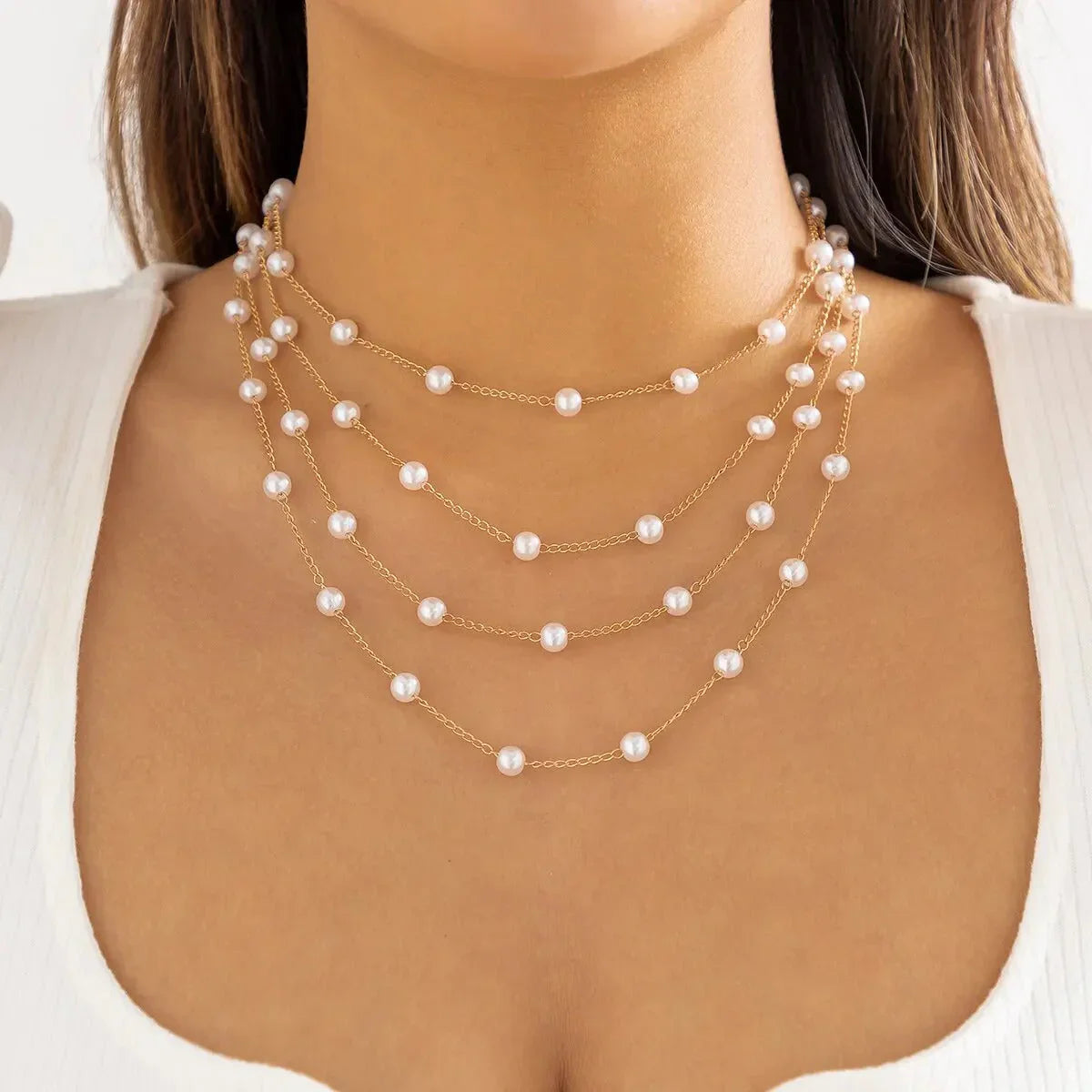 Multi-Strand Pearl Grace Necklace