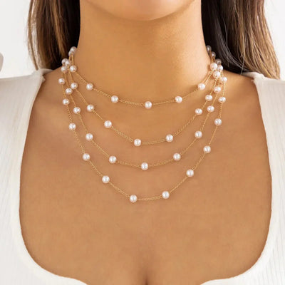 Multi-Strand Pearl Grace Necklace