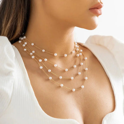 Multi-Strand Pearl Grace Necklace