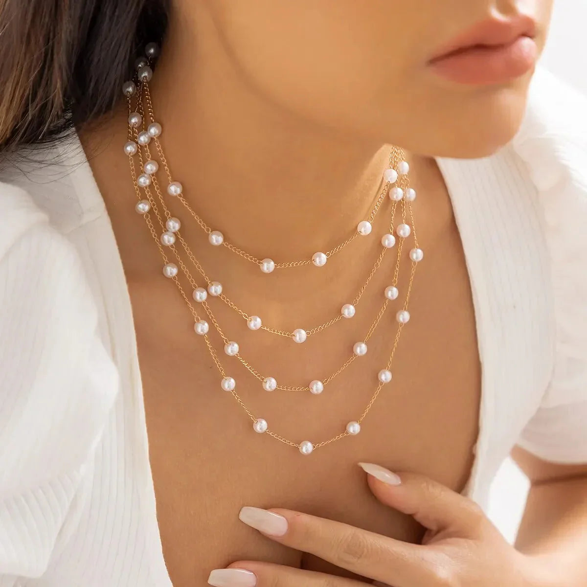 Multi-Strand Pearl Grace Necklace