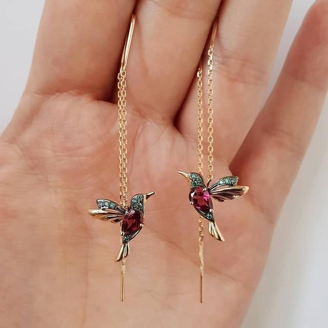 Hazel | Hummingbird Enamel & Zirconia Earrings